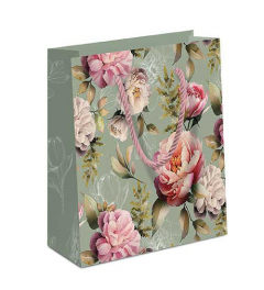 Gift bag Peonies composition green