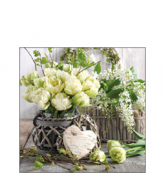 Napkin 25 White tulips FSC Mix