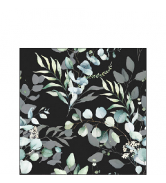 Napkin 25 Eucalyptus all over black FSC Mix