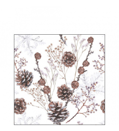 Napkin 25 Pine cones white FSC Mix