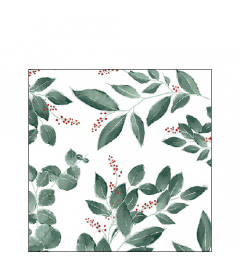 Napkin 25 Leaves and berries white FSC Mix