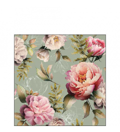 Napkin 25 Peonies composition green FSC Mix