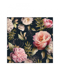 Napkin 25 Peonies composition black FSC Mix