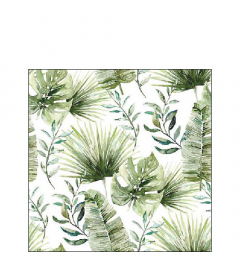 Napkin 25 Jungle leaves white FSC Mix