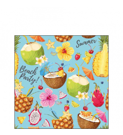 Napkin 25 Beach party aqua FSC Mix