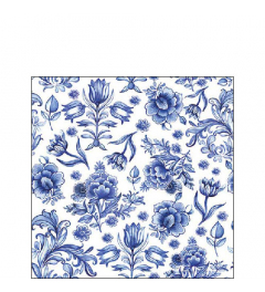 Napkin 25 Delft Blue flowers FSC Mix