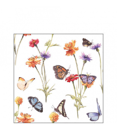 Napkin 25 Butterfly garden white FSC Mix