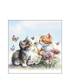 Napkin 25 Kittens in flower field FSC Mix