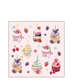 Napkin 25 Fruity cupcakes pink FSC Mix