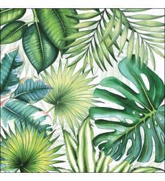 Napkin 33 Tropical leaves white FSC Mix