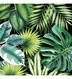 Napkin 33 Tropical leaves black FSC Mix