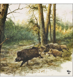 Napkin 33 Wild boars in the woods FSC Mix