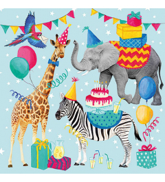 Napkin 33 Animal birthday blue FSC Mix