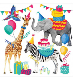 Napkin 33 Animal birthday white FSC Mix