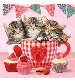 Napkin 33 Cats in tea cups FSC Mix