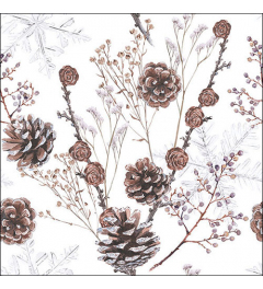 Napkin 33 Pine cones white FSC Mix