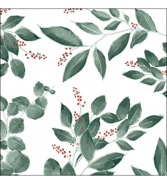 Napkin 33 Leaves and berries white FSC Mix