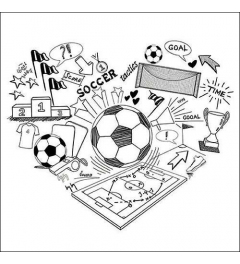 Napkin 33 Soccer doodle white FSC Mix