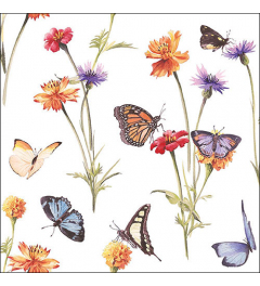 Napkin 33 Butterfly garden white FSC Mix