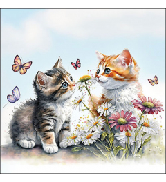 Napkin 33 Kittens in flower field FSC Mix