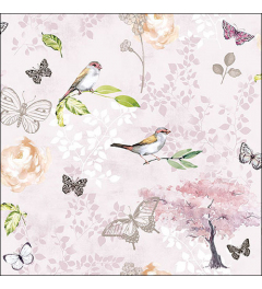 Napkin 33 Birds and butterflies pink FSC Mix