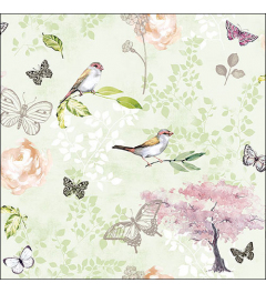 Napkin 33 Birds and butterflies green FSC Mix