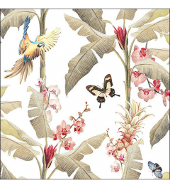 Napkin 33 Tropical scene white FSC Mix