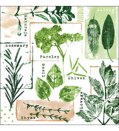 Napkin 33 Herb prints white FSC Mix