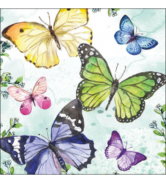 Napkin 33 Fluttering butterflies aqua FSC Mix