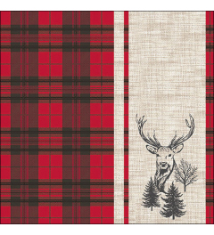 Napkin 33 Deer plaid red FSC Mix