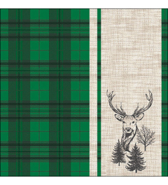 Napkin 33 Deer plaid green FSC Mix