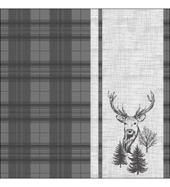 Napkin 33 Deer plaid grey FSC Mix