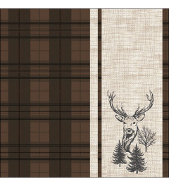 Napkin 33 Deer plaid brown FSC Mix