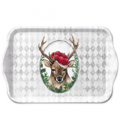 Tray melamine 13x21 cm Deer in frame