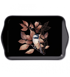 Tray melamine 13x21 cm Lovely chickadee black