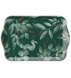 Tray melamine 13x21 cm Leaves and berries green