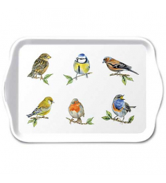 Tray melamine 13x21 cm Bird species white