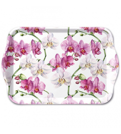 Tray melamine 13x21 cm Elegant orchids white