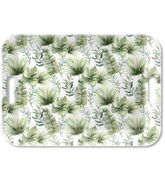 Tray melamine 33x47 cm Jungle leaves white