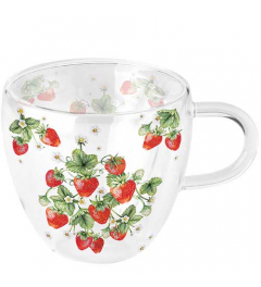 Double-walled glass 0.2 L Bunch of strawberries