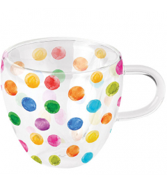 Double-walled glass 0.2 L Polka dots white