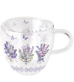 Double-walled glass 0.2 L Lovely lavender white