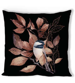 Cushion cover 40x40 cm Lovely chickadee black