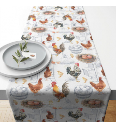 Table runner 40x150 cm Chicken farm