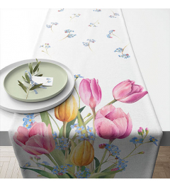 Table runner 40x150 cm Tulips bouquet