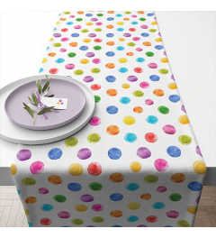 Table runner 40x150 cm Polka dots white