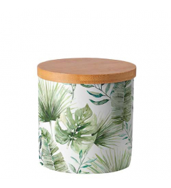 Storage jar small Jungle leaves white