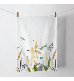 Kitchen towel Ornamental flowers white