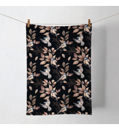 Kitchen towel Lovely chickadee black