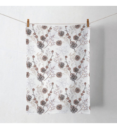 Kitchen towel Pine cones white